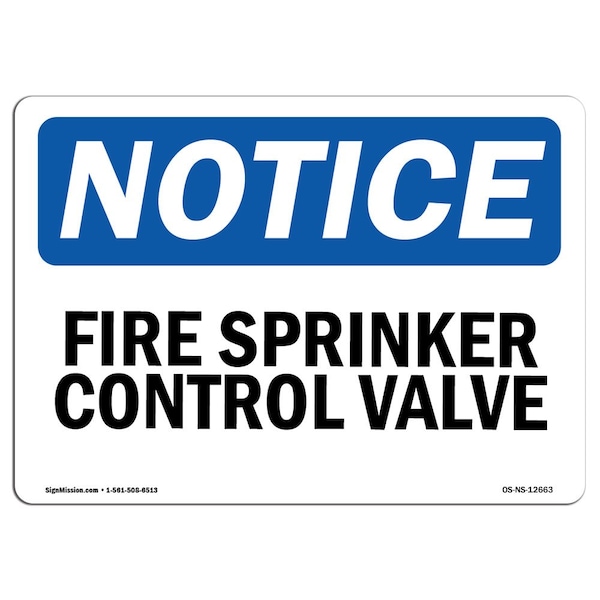 OSHA Sign, Fire Sprinkler Control Valve, 5in X 3.5in Decal, 10PK, 3.5" W, 5" L, Landscape, PK10